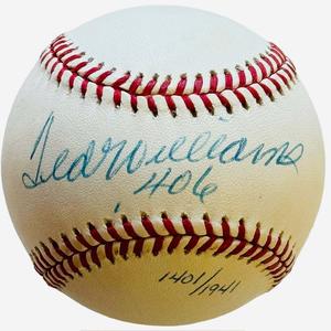 Ted Williams Autographed .406 Official American League Baseball LE/1941 (Upper D Outlet Extremely