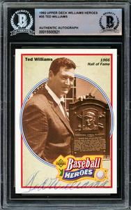 Ted Williams Autographed 1992 Upper Deck Heroes Card Red Sox Beckett #15500921 Real Online