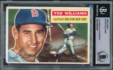 Ted Williams Autographed 1956 Topps Card #5 Boston Red Sox Beckett BAS #15600538 Best Wholesale For Sale