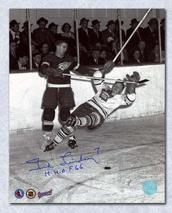 Ted Lindsay Detroit Red Wings Autographed Knocks Down Leaf 8x10 Photo Free Shipping For Nice