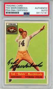 Ted Marchibroda Autographed 1956 Topps #51 Trading Card PSA Slab 43635 Excellent