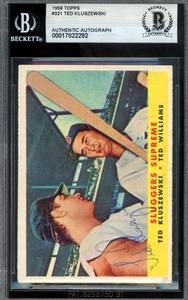 Ted Kluszewski Beckett BAS Signed 1958 Topps Sluggers Supreme Autograph Outlet Clearance