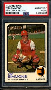 Ted Simmons PSA DNA Vintage Signed 1973 Topps Autograph Buy Cheap Limited Edition