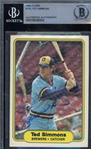 Ted Simmons Beckett BAS Signed 1982 Fleer Autograph For Nice Cheap Online