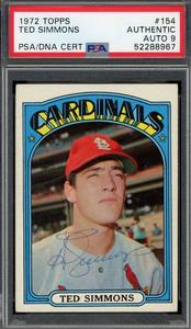 Ted Simmons Mint 9 PSA DNA Signed 1972 Topps Autograph Clearance From China