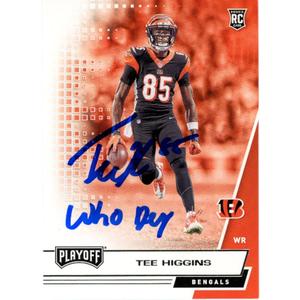 Tee Higgins Autographed Panini Playoff 210 Who Dey Trading Card Beckett 48933 How Much Sale Online