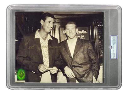 Ted Williams Signed Slabbed 8x10 Red Sox Photo w/ Mickey Mantle PSA NM-MT 8 Enjoy Online