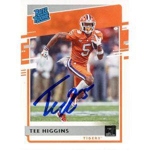 Tee Higgins Autographed/Signed Donruss Rated Rookie 6 Trading Card Beckett 48901 Outlet Sast