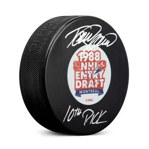 Teemu Selanne Signed 1988 NHL Entry Draft Puck with 10th Pick Note Popular Online