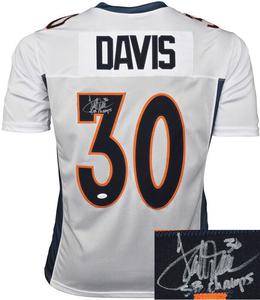 Terrell Davis signed Denver White Custom Pro Style Jersey SB Champs XL- JSA Free Shipping Sale Online
