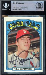 Ted Simmons Beckett BAS Signed 1972 Topps Autograph Cheap Order