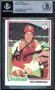 Ted Simmons Beckett BAS Signed 1978 Topps Autographed Clearance Wide Range Of
