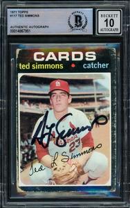 Ted Simmons 1971 Topps RC Cardinals Gem 10 Auto (Off Condition) Beckett 14867951 Cheap Shop