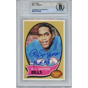 OJ Simpson Autographed 1970 Topps #90 HOF Trading Card Beckett 46496 Online Online Original