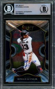 Ronald Acuna Jr. Autographed 2021 Panini Select Card Braves Beckett #15866521 Cheap Usa Stockist