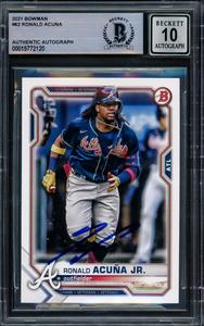 Ronald Acuna Jr. Autographed 2021 Bowman Card Braves Gem 10 Auto Beckett Best Sale Cheap Online