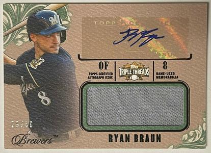 Ryan Braun signed 2014 Topps Certified Triple Threads Game Used Card #8- 29/50 2025 Cheap Pice