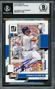 Ronald Acuna Jr. Autographed 2022 Donruss Card #121 Braves Beckett #16711145 Free Shipping Clearance Store