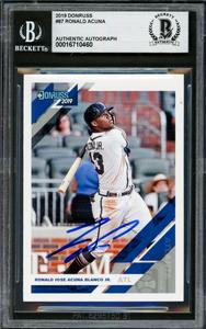 Ronald Acuna Jr. Autographed 2019 Donruss Card #87 Braves Beckett #16710460 Professional