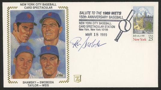 RON SWOBODA SIGNED 1989 NYC BASEBALL CARD SPECTACULAR SALUTE TO 1969 METS COVER Outlet Free Shipping Authentic