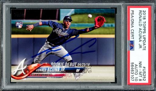 Ronald Acuna Jr. 2018 Topps Update RC Braves PSA 8 Gem 10 Auto PSA/DNA 56463107 Free Shipping Discounts