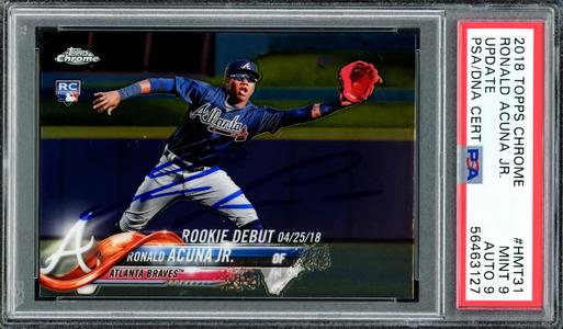 Ronald Acuna Jr. 2018 Topps Chrome RC PSA 9 Auto Grade Mint 9 PSA/DNA 56463127 Brand New Unisex Cheap Online