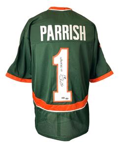 Roscoe Parrish Miami Signed Green Football Jersey 01 Champ Sports Integrity Quality Original