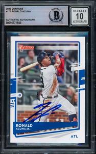 Ronald Acuna Jr. Autographed 2020 Donruss Card Braves Gem 10 Auto Beckett Cheap Comfortable