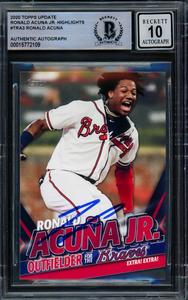 Ronald Acuna Jr. 2020 Topps Update Highlights Card Braves Gem 10 Auto Beckett D Cheap Sale New