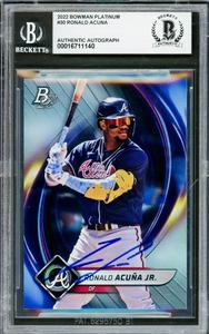 Ronald Acuna Jr. Autographed 2022 Bowman Platinum Card Braves Beckett #16711140 Discount Online