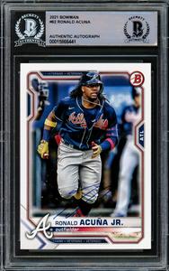 RONALD ACUNA JR. AUTOGRAPHED 2021 BOWMAN CARD #62 ATLANTA BRAVES BECKETT 219386 Cheap Professional