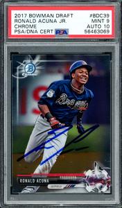 Ronald Acuna Jr. 2017 Bowman Draft Chrome RC PSA 9 Gem 10 Auto PSA/DNA 56463069 Cheap Sale Cost
