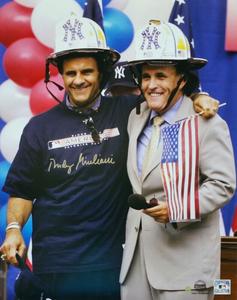 RUDY GUILIANI SIGNED JOE TORRE FIRE HELMETS WORLD TRADE GROUND ZERO 16x20 PHOTO Best Seller
