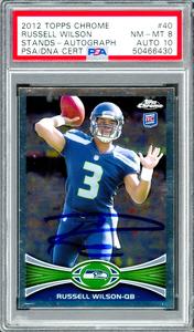 RUSSELL WILSON AUTOGRAPHED 2012 TOPPS CHROME RC PSA 8 GEM 10 AUTO PSA/DNA Enjoy Cheap Pice