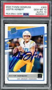 Justin Herbert 2020 Panini Donruss Rated RC PSA 10 Gem 10 Auto PSA/DNA 64992611 Free Shipping Online