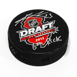 Sean Monahan Signed 2013 NHL Entry Draft Puck with 6th Pick Note Discount Huge Surprise