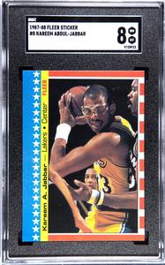 Kareem Abdul-Jabbar 1987-88 Fleer Sticker/Card #8- SGC Graded 8 NM-MT Lakers/HOF Safe Shopping Cheap Online