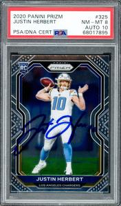 Justin Herbert 2020 Panini Prizm RC Chargers PSA 8 Gem 10 Auto PSA/DNA Clearance With Credit Card