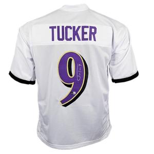 Justin Tucker Signed Baltimore Pro White Football Jersey (BECKETT) Outlet Amazon