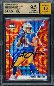 Justin Herbert 2020 Panini Mosaic Orange Prizm RC BGS 9.5 Gem 10 Auto Beckett 100% Original Online
