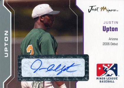 Justin Upton Autographed 2006 Just Minors Card Discount Low Shipping Fee