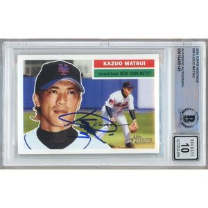 Kazuo Matsui New York Mets Signed 2005 Topps Heritage Card BGS Auto 10 Graded Slab Reliable