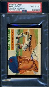 Karl Olson PSA DNA Gem Mint 10 Signed 1956 Topps Autograph Free Shipping 100% Original
