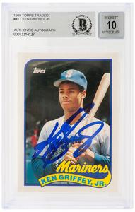 Ken Griffey Jr Signed 1989 Topps Traded Rookie Card #41T - (Beckett - Auto 10) Clearance Huge Surprise