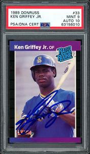 Ken Griffey Jr. Autographed 1989 Donruss RC PSA 9 Gem 10 Auto PSA 63156010 Free Shipping Shop Offer