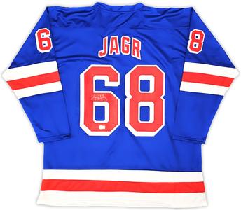 RANGERS JAROMIR JAGR AUTOGRAPHED BLUE, RED & WHITE JERSEY BECKETT WITNESS 221070 2025 Sale Online