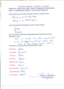 Randy Jackson Autographed Hand Filled Out Survey Page Very Cheap