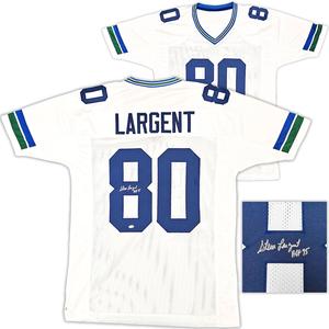 SEATTLE SEAHAWKS STEVE LARGENT AUTOGRAPHED WHITE JERSEY "HOF 95" MCS HOLO 112486 Choice