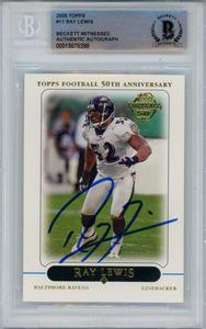 Ray Lewis Autographed 2005 Topps #11 Trading Card Beckett Slab 43385 Clearance Manchester Great Sale