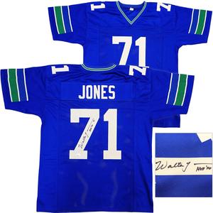 SEATTLE SEAHAWKS WALTER JONES AUTOGRAPHED BLUE JERSEY "HOF 14" JSA STOCK #234535 Sale Release Dates